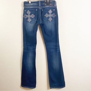Miss Me Blue Flare Jeans with Embroidered Pockets